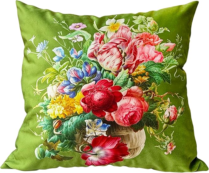 Elegant Velvet Floral Throw Pillow Cover Double Sides Handmake Flower by whooplaArt