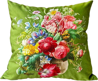 Elegant Velvet Floral Throw Pillow Cover Double Sides Handmake Flower by whooplaArt