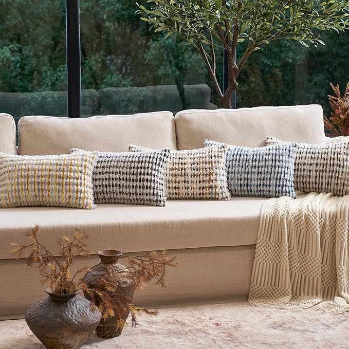 Aeckself Boho Chenille Tufted Pillow Cover 12x20 Inch, Rectangle Decorative - Image 6