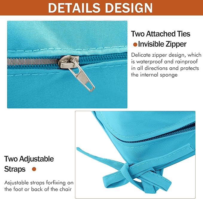4 Pack Outdoor Chair Cushions 19 x 19 Inch Waterproof Patio Chair Cushions - Image 5
