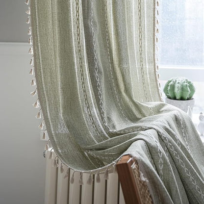 ColorBird Sage Green Long Curtains Sliding Doors Boho Drapes Farmhouse 96 - Image 5