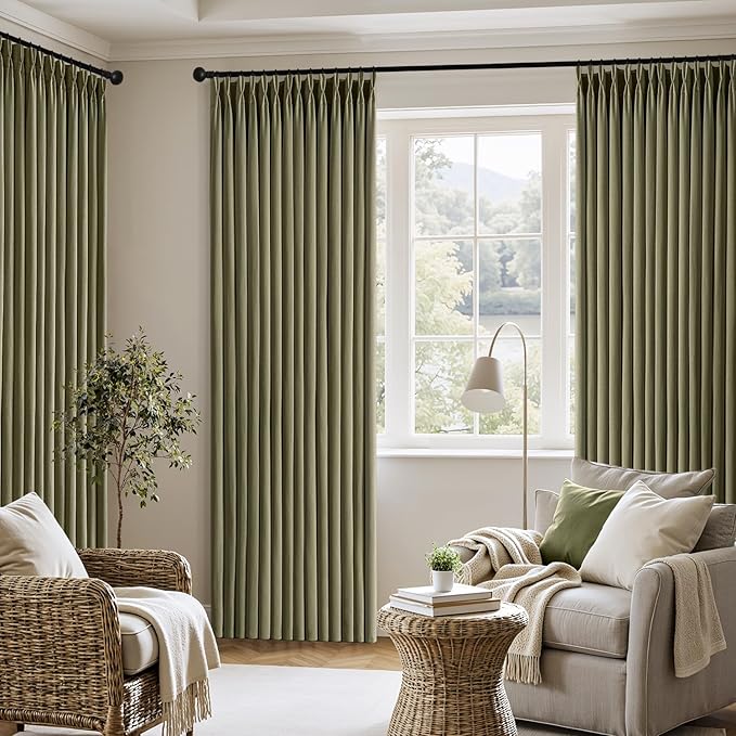 MIULEE Pinch Pleated Thick Linen Curtains 102 Inch 4 Panels Set Back Tab Memory - Image 5