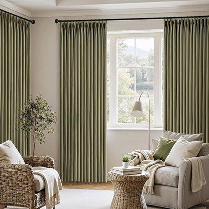 MIULEE Pinch Pleated Thick Linen Curtains 102 Inch 4 Panels Set Back Tab Memory - Image 5