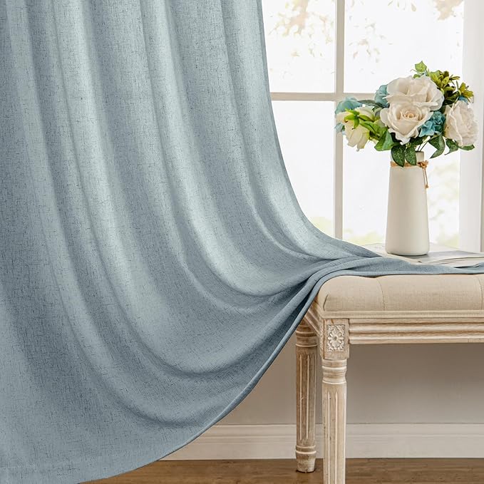 MIULEE Non-See-Through Privacy Linen Curtains 2 Panels, Light Filtering Window - Image 9