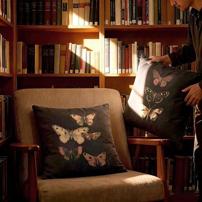 Vintage Victorian Gothic Butterfly Pillow Covers 18x18 Set of 2, Butterfly Room - Image 5