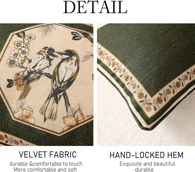 ISAENNE Design Linen Chinoiserie Lumbar Throw Pillow Covers 12"x28", Farmhouse - Image 4