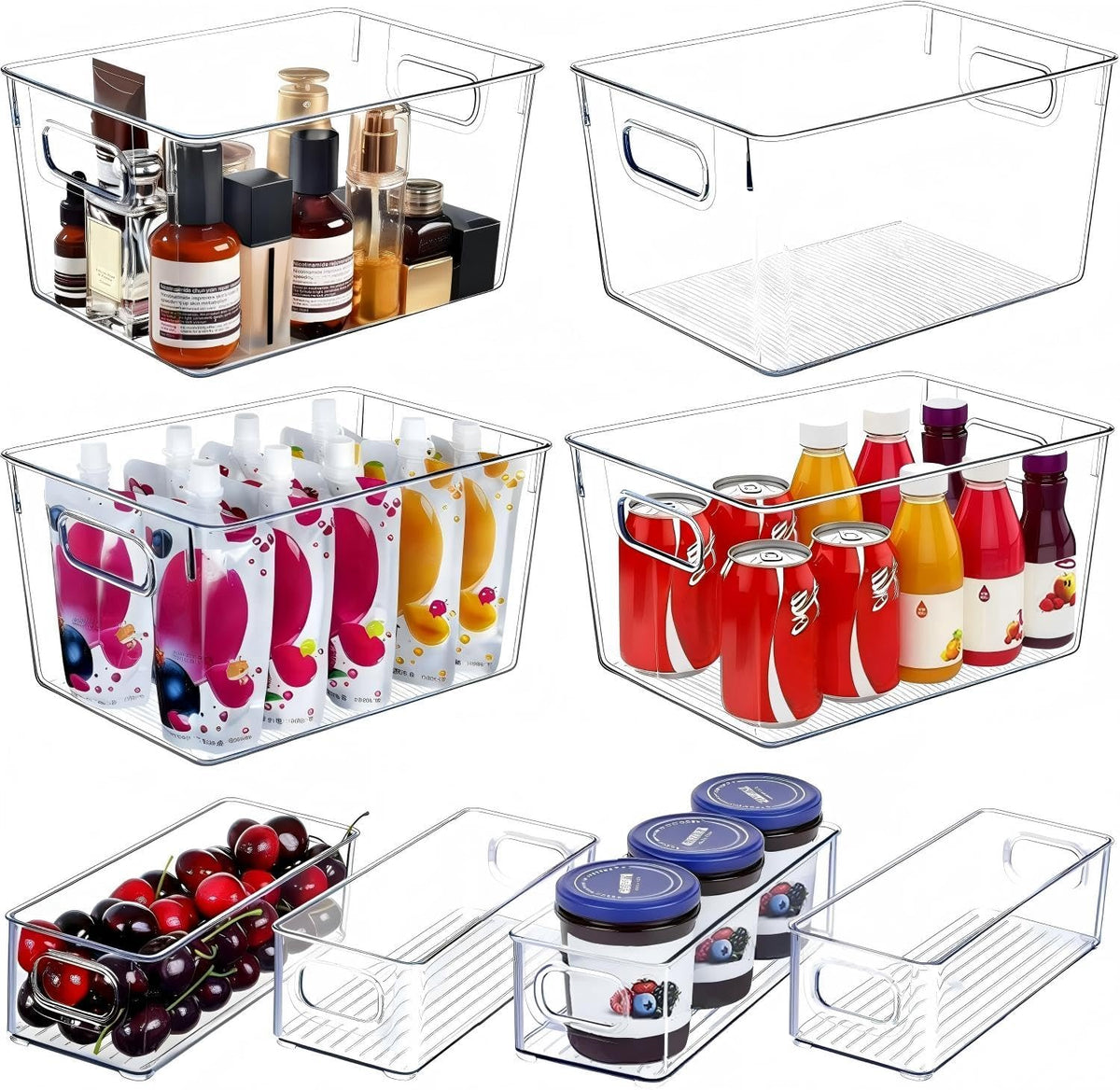 skteet set of 8 clear plastic storage bins, main product view