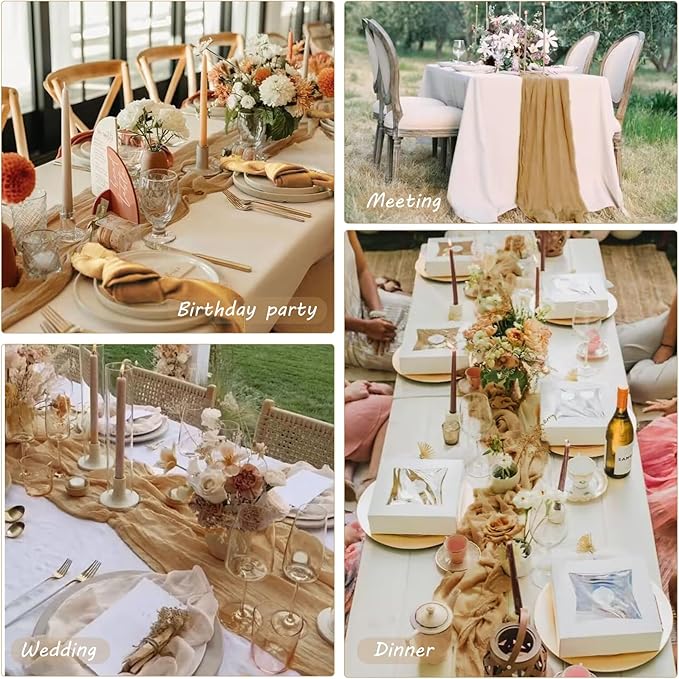 12 Pack Cheesecloth Table Runner 35x72 Inch Boho Gauze Table Runner Rustic - Image 6
