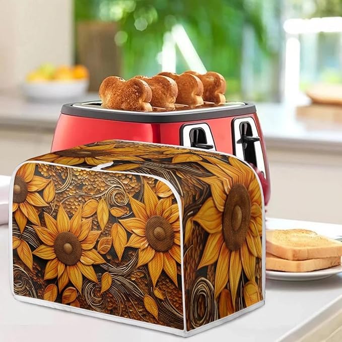 Vintage Sunflowers Printed Toaster Cover, Universal 2 Slice Oven Cover - Image 4