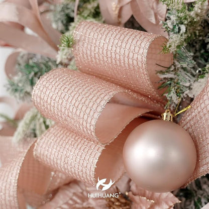 HUIHUANG Rose Gold Glitter Wired Ribbon 4 inch Square Mesh Netting Wired Ribbon - Image 3