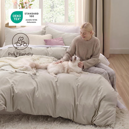 bedsure prewashed duvet cover king, cotton-like soft bedding on a desk or shelf