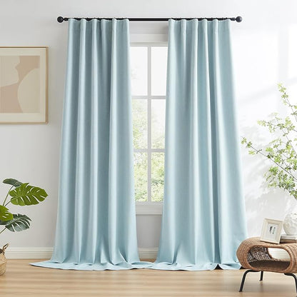 KEQIAOSUOCAI Short Blackout Curtains Light Blue - Image 2