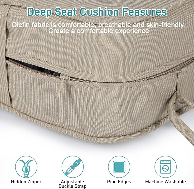 Aoodor Outdoor Chair Cushion, 22 x 24 Inch Water-Resistant, Fade-Resistant - Image 4