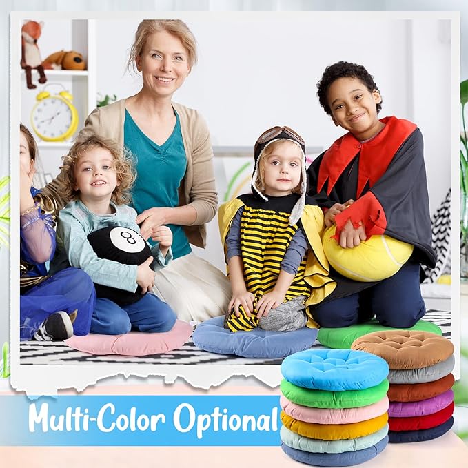 Fumete 12 Pcs Floor Pillows Cushions Seating 16 x 16 Inches Color Round Seat - Image 5