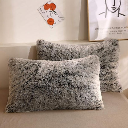 XeGe Faux Fur Throw Pillow Cases, Plush Shaggy Ultra Soft Pillow Covers by XeGe