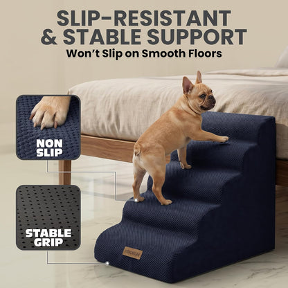 miorun dog stairs for high beds, 24.5" foam, side view