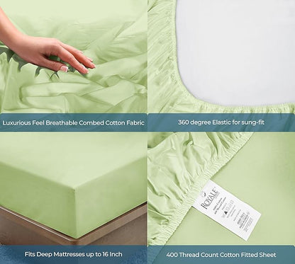 Royale Linens 400 Thread Count 100% American Grown Cotton Fitted Sheet Full Size - Image 5