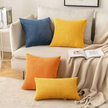 MIULEE Pack of 2 Mustard Yellow Fall Pillow Covers 20x20 Inch Soft Decorative - Image 2