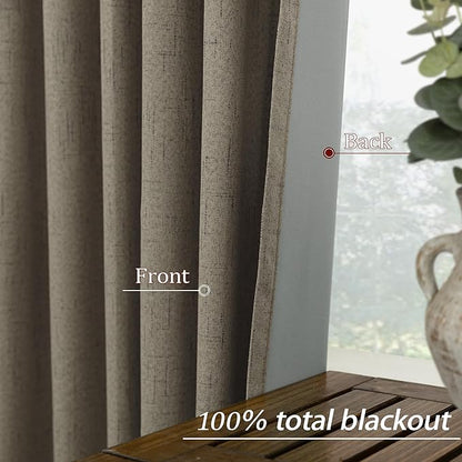 Taupe Brown Linen Blackout Curtains - Image 6