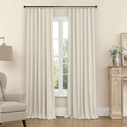 Burlap Colored Blackout Curtain 84 Inch Length 2 Panel Faux Linen Modern - Image 9