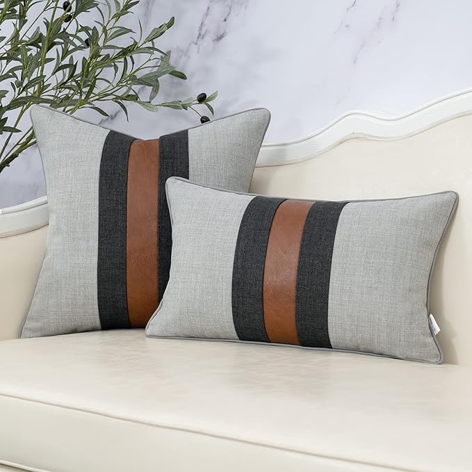 Yangest Patchwork Pillow Cover 18x18 Inch Luxury Cotton and Linen Cushion Cover - Image 5