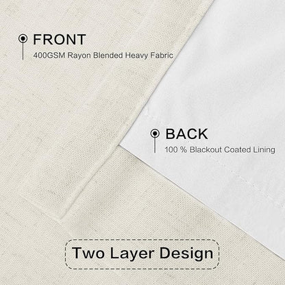 IVAPUPU Natural Pinch Pleated Ful Blackout Curtains Linen Blend Room Darkening - Image 5