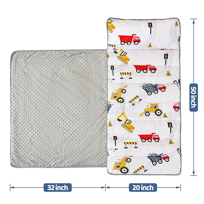 Viviland Toddler Kid Nap Mat for Preschool, Boys Car Truck Slumber Bag - Image 4