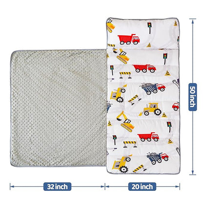Viviland Toddler Kid Nap Mat for Preschool, Boys Car Truck Slumber Bag - Image 4