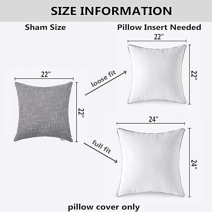 Kevin Textile Faux Linen Square 2 Tone Woven Throw Pillow Sham Cushion Case - Image 6