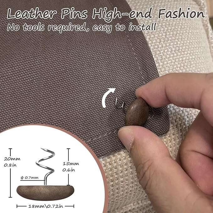 Leather Upholstery Twist Pins for Bed Skirts – 12 Pack Fabric Holders and Tacks - Image 2