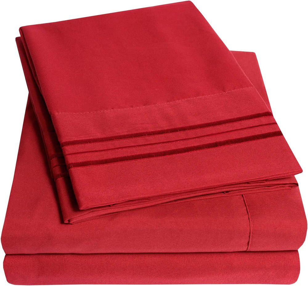 1500 Supreme Collection Twin XL Sheet Sets Red - 3 Piece Bed Sheets and Pillo...