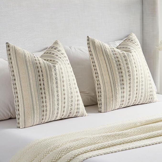 FUTEI Grey White Decorative Throw Pillow Covers 24x24 Inch Set of 2, Soft Cozy - Image 6