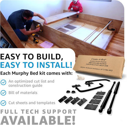 create-a-bed adjustable twin size deluxe murphy bed kit, front angle view