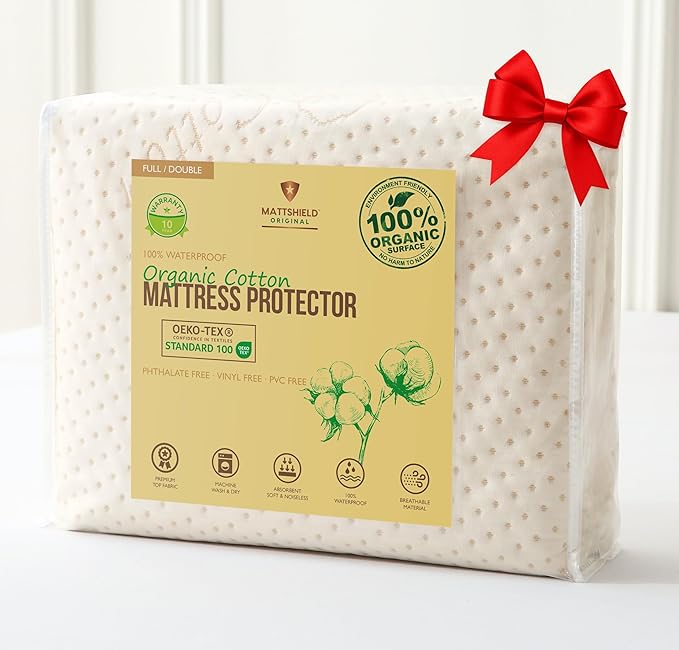 Luxury Waterproof Organic Mattress Protector Full by MATTSHIELDORIGINAL