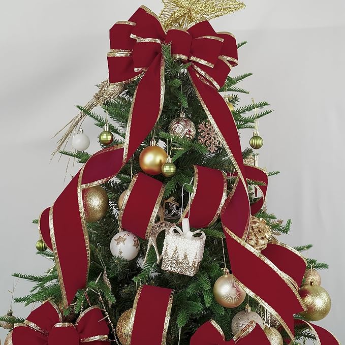 MEEDEE Burgundy Velvet Ribbon 2.5 Inch Dark Red Christmas Ribbon 10 Yards - Image 6