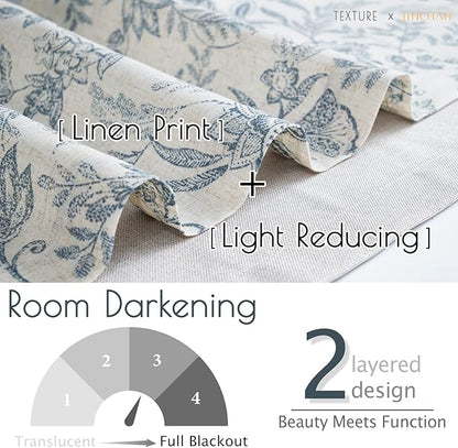 jinchan Linen Valance Curtain Farmhouse Floral Printed Small Window Curtain - Image 6