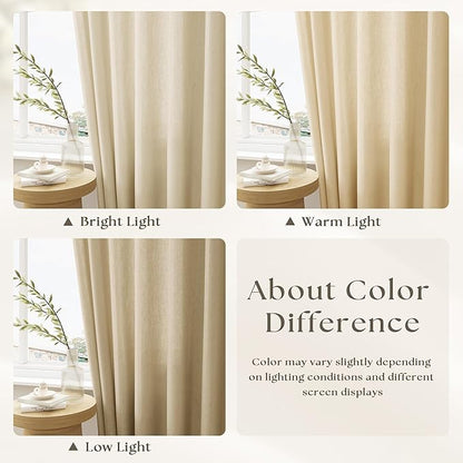 Beige Extra Wide Pinch Pleat Linen Curtains 84 Inches Long - Image 2