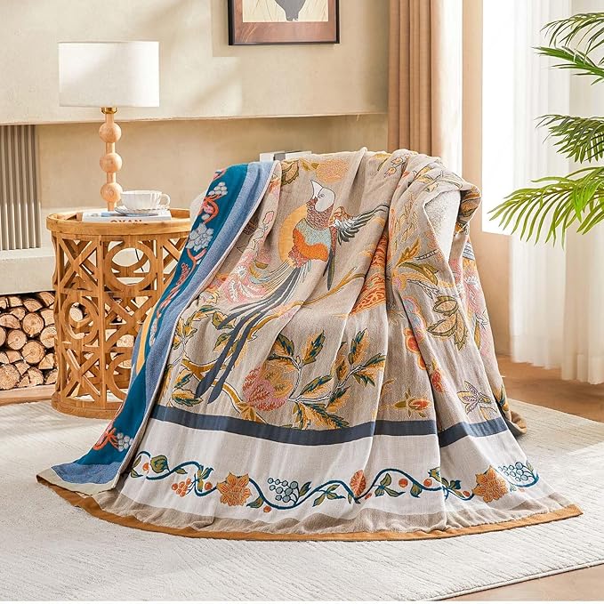 Boho Blanket, 100% Cotton Farmhouse Decorative Throw Blanket - Image 2
