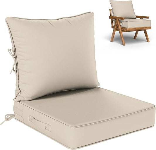 Outdoor Seat Cushion Set 22 L × 22 W × 4 H Inch Waterproof & Fade Resistant by VisitheKimunukStore