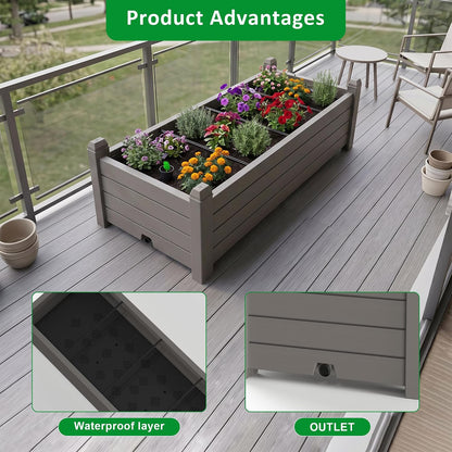 patiozen raised garden bed, self-watering resin planter box, package contents