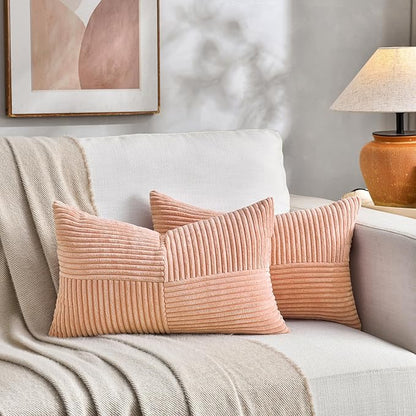 Fancy Homi 2 Packs Peach Lumbar Decorative Throw Pillow Covers 20x28 Inch - Image 5