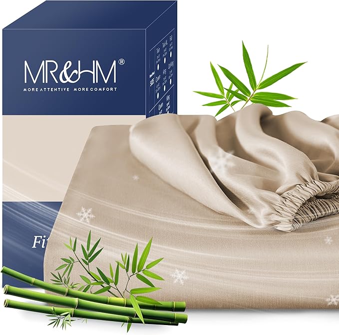 MR&HM Twin Fitted Sheet Only, Ultra-Soft Rayon Derived from Bamboo & Polyester by MRHM