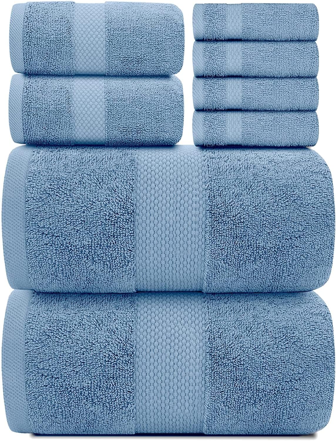 white classic luxury light blue bath towel set, main product view