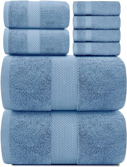 white classic luxury light blue bath towel set, main product view