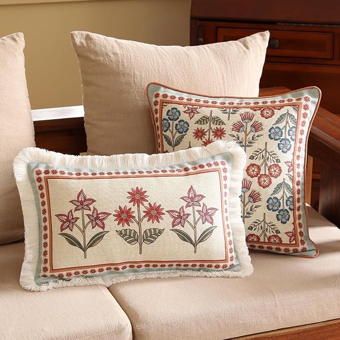Blue Throw Pillow Covers Set of 2, Cottage Rustic Farmhouse - Image 5