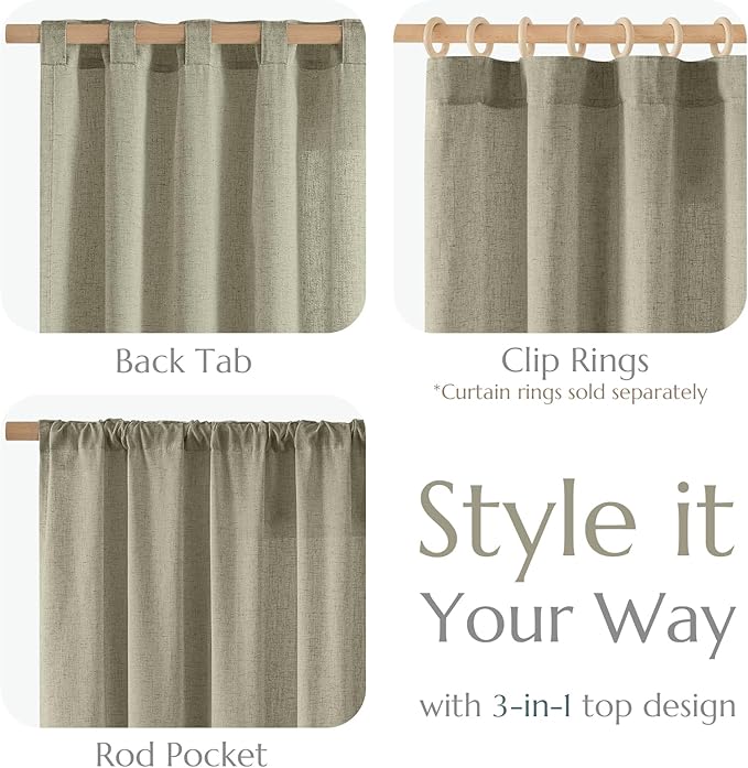 jinchan Linen Blend Curtains 72 inch Length 2 Panels - Image 5
