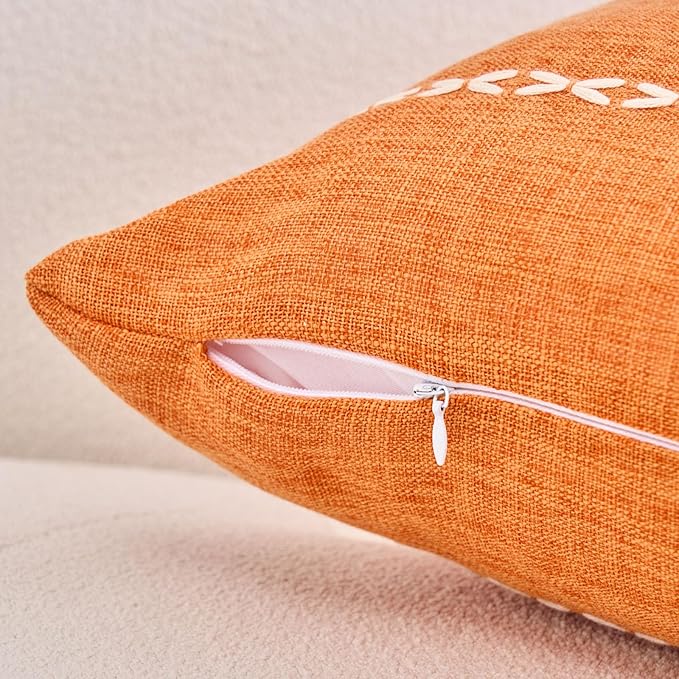 vctops Orange Fall Striped Cotton Linen Decorative Throw Pillow Cover - Image 5