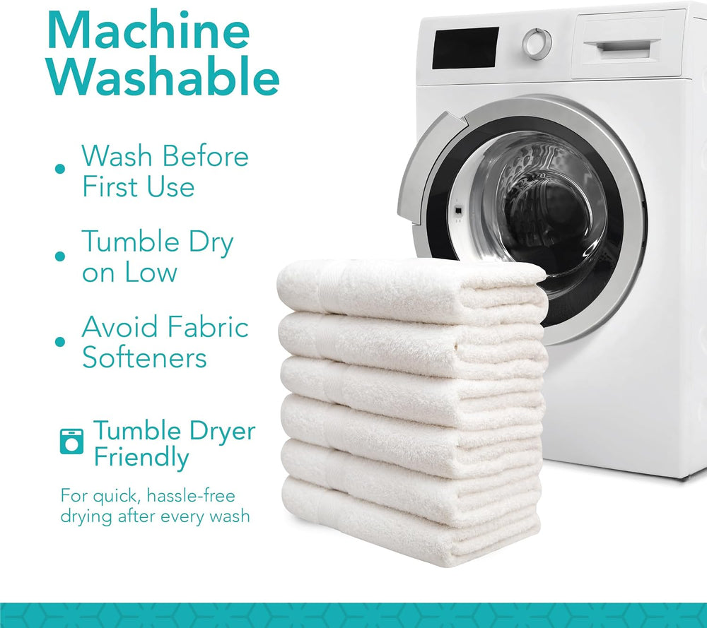 Pleasant Home White Bath Towels Set of 6 (24” x 50”) 100% Cotton Towel Set