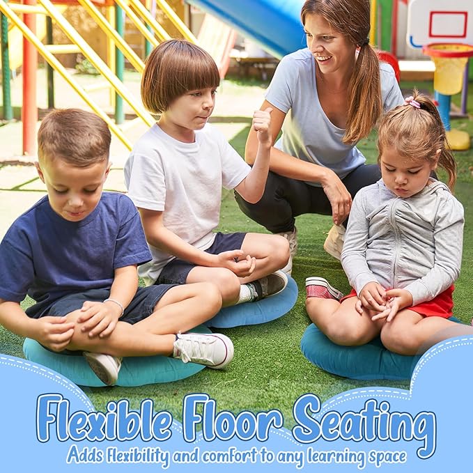 Fumete 12 Pcs Floor Pillows Cushions Seating 16 x 16 Inches Color Round Seat - Image 6