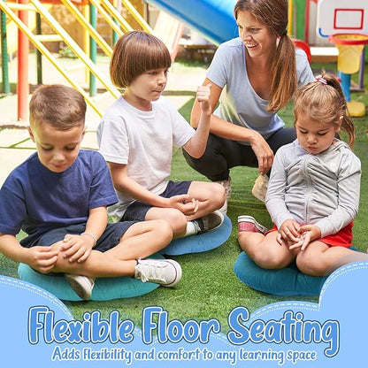 Fumete 12 Pcs Floor Pillows Cushions Seating 16 x 16 Inches Color Round Seat - Image 6